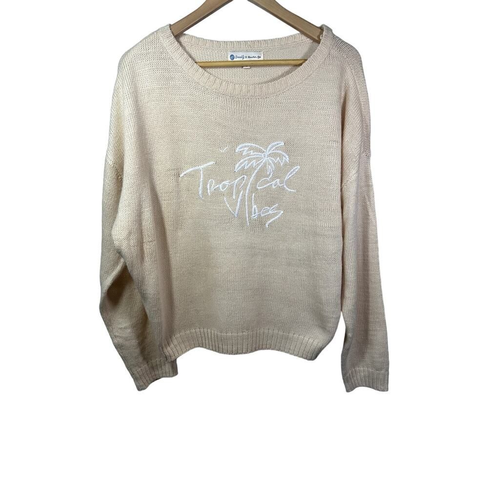 BEACHLY X GOLDFISH KISS Women's Tropical Vibes Oversized Sweater Peach Small